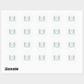 Simple Dusty Blue Monogram Crest Wedding ラウンドシール (シート)