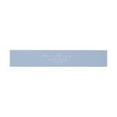Simple Dusty Blue Wedding Invitation Belly Band 招待状ベリーバンド (フラット)