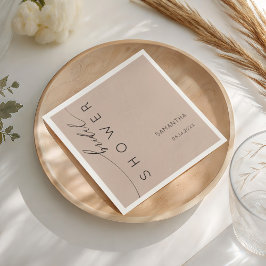 Simple Dusty Peach Bridal Shower スタンダードカクテルナプキン