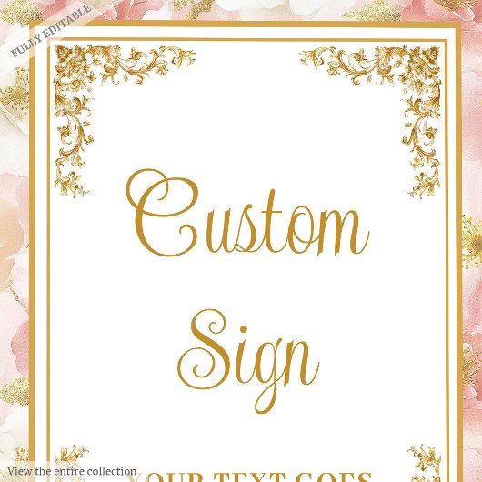 Simple dusty pink flowers and gold wedding custom  ポスター