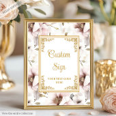 Simple dusty pink flowers and gold wedding custom  ポスター
