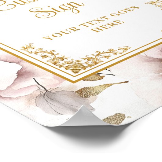 Simple dusty pink flowers and gold wedding custom  ポスター (角)