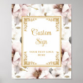 Simple dusty pink flowers and gold wedding custom  ポスター (正面)