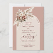 Simple Dusty Pink Pampas Floral Wedding Invitation 招待状 (正面)