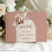 Simple Dusty Pink Pampas Grass Floral Guest Book ゲストブック