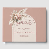 Simple Dusty Pink Pampas Grass Floral Guest Book ゲストブック (正面)