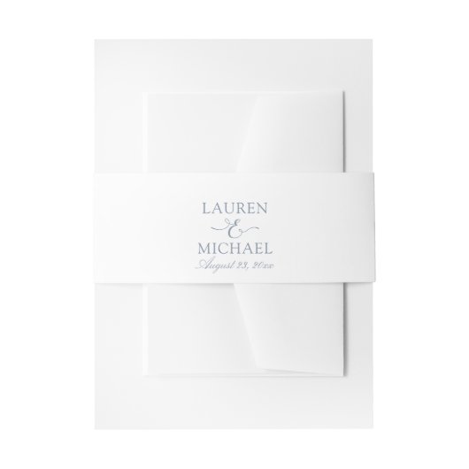 Simple Elegance Invitation Belly Band | ダスティブルー 招待状ベリーバンド (正面例)