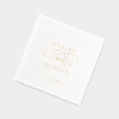 Simple Elegance Romantic Script Classic Wedding  箔ナプキン (左)