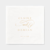 Simple Elegance Romantic Script Classic Wedding  箔ナプキン (正面)