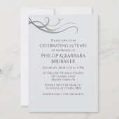 Simple Elegant 25th Wedding Anniversary Party  招待状 (正面)