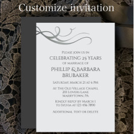 Simple Elegant 25th Wedding Anniversary Party  招待状