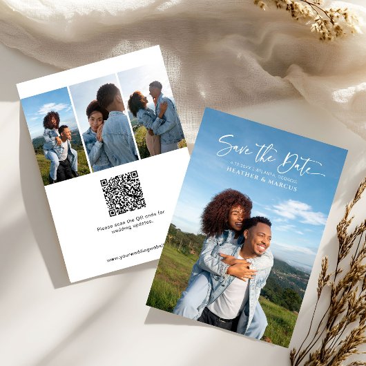 Simple Elegant 4-Photo Calligraphy QR Code