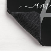 Simple Elegant Add Your Name & Monogrammed Black  マウスパッド (コーナー)