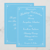 Simple Elegant Aqua Blue & White Fancy Script 招待状 (正面/裏面)