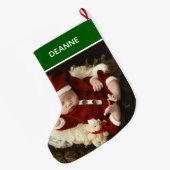 Simple Elegant Baby's First Christmas 1 Photo ラージクリスマスストッキング (裏面 (吊り時))