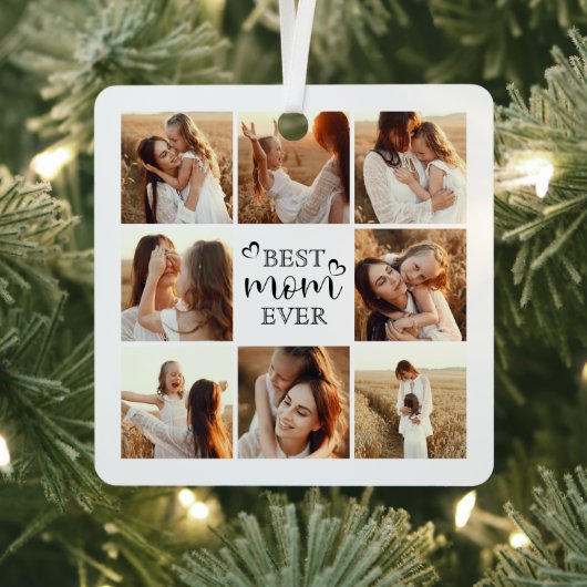 Simple Elegant Best Mom Ever Cute Photo Collage メタルオーナメント (インサイチュ)