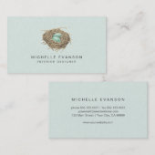 Simple Elegant Bird Nest Professional Mint Green 名刺 (正面/裏面)