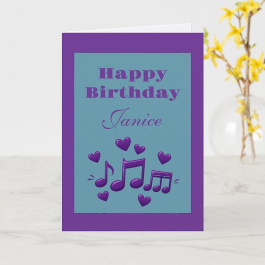 Simple Elegant Birthday Music Notes Birthday カード (黄色い花)