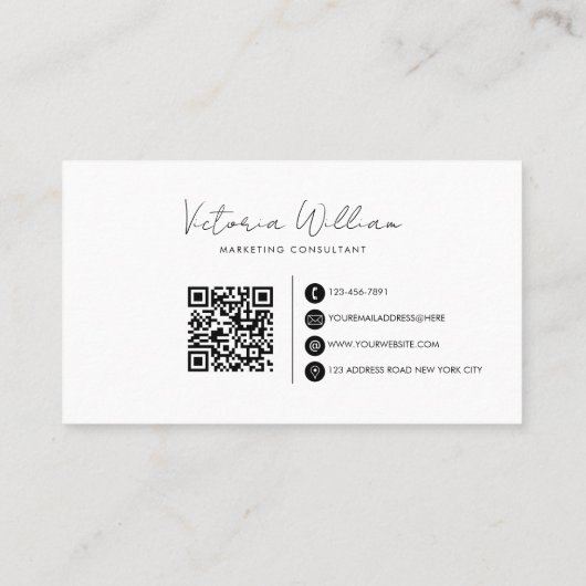 Simple Elegant Black and White Initials 名刺 (裏面)