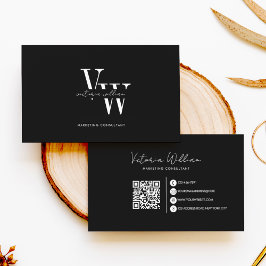 Simple Elegant Black and White Initials  名刺