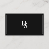 Simple Elegant Black and White Monogram Initial 名刺 (正面)