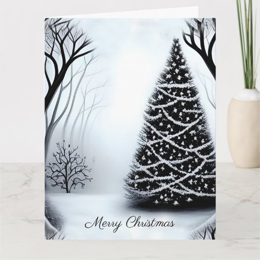 Simple Elegant Black and White One Photo Christmas カード (正面)