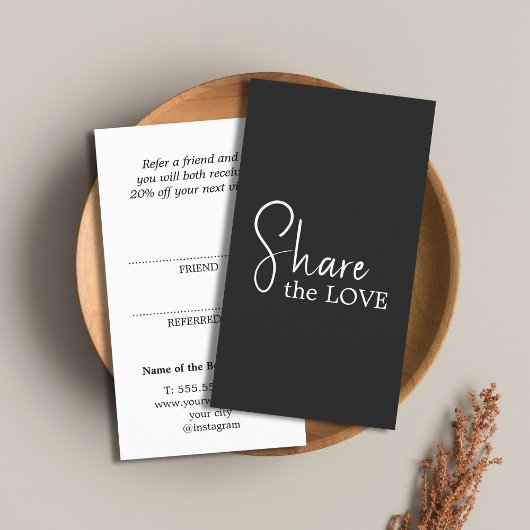 Simple Elegant Black and White Referral Card 紹介カード