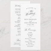 Simple elegant black calligraphy wedding program プログラム (正面/裏面)