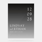 Simple Elegant Black Transparent Wedding アクリルサイン (正面)