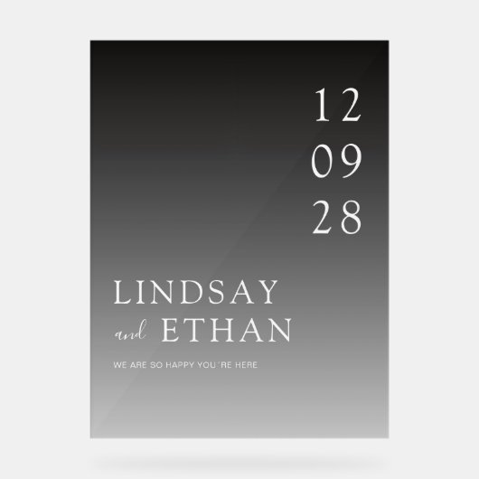 Simple Elegant Black Transparent Wedding アクリルサイン (正面)