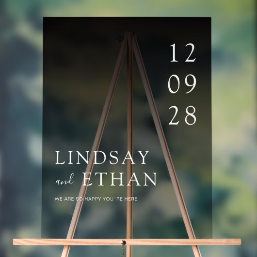 Simple Elegant Black Transparent Wedding アクリルサイン (ニュートラル)