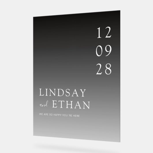 Simple Elegant Black Transparent Wedding アクリルサイン (傾斜)