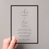 Simple Elegant Black & White Border Script Wedding アクリル招待状 (インサイチュ (ポータブル))