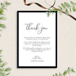Simple Elegant Black & White Border Script Wedding サンキューカード
