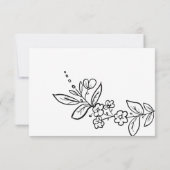 Simple elegant black white floral Bridesmaid 招待状 (裏面)