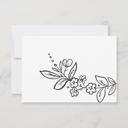 Simple elegant black white floral Bridesmaid 招待状 (裏面)