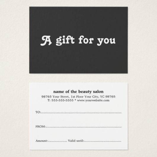 Simple Elegant Black White Gift Certificate (正面&裏面)