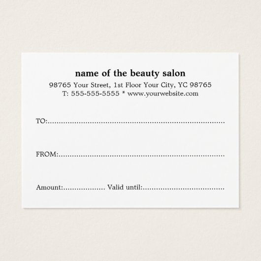 Simple Elegant Black White Gift Certificate (裏面)