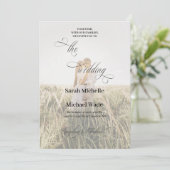 Simple Elegant Black & White Photo Wedding 招待状 (スタンド正面)