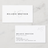 Simple Elegant Black White Two Monogram 名刺 (正面/裏面)