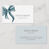 Simple Elegant Blue Bow 名刺 (正面/裏面)