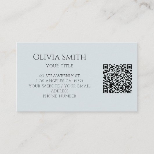 Simple Elegant Blue Bow QR Code 名刺 (裏面)