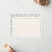 Simple Elegant Blue Floral Flat Note Card ノートカード (正面/裏面インサイチュ)