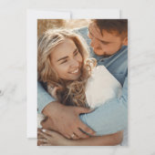 Simple Elegant Blue Floral Script & Photo Wedding  セーブザデート (裏面)