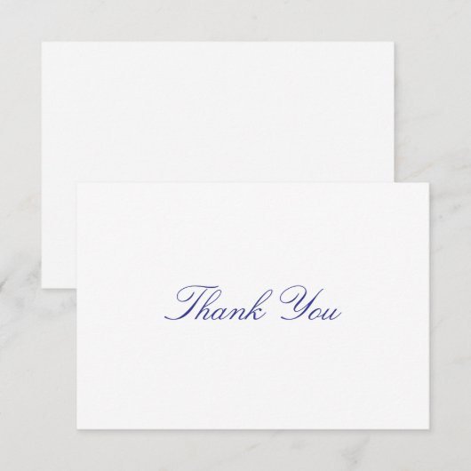 Simple, Elegant, Blue Lettering サンキューカード (正面/裏面)