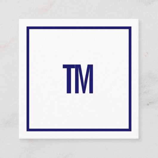 Simple Elegant Blue White Monogram Attorney スクエア名刺 (正面)