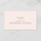 Simple Elegant Blush Pink Professional Minimalist スキニー名刺 (裏面)
