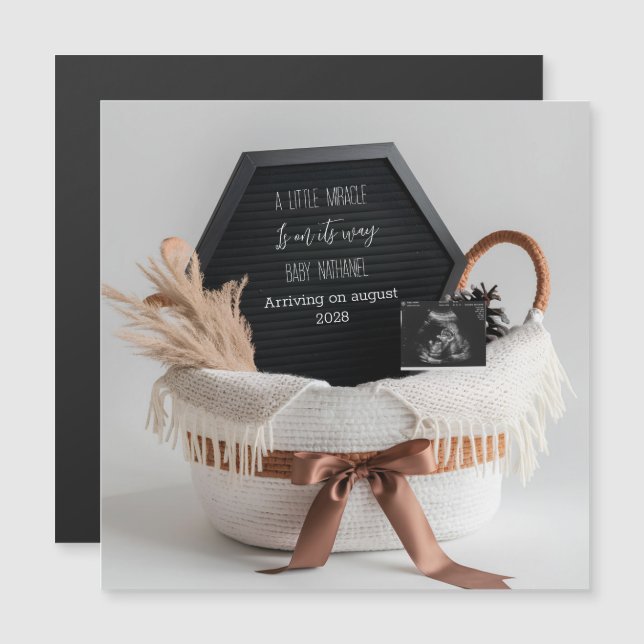 Simple elegant boho pregnancy announcement card (正面/裏面)