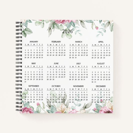 Simple Elegant Botanical 2026 Calendar |  ノートブック (正面)