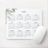 Simple Elegant Botanical 2026 Calendar | Mousepad マウスパッド (マウス)